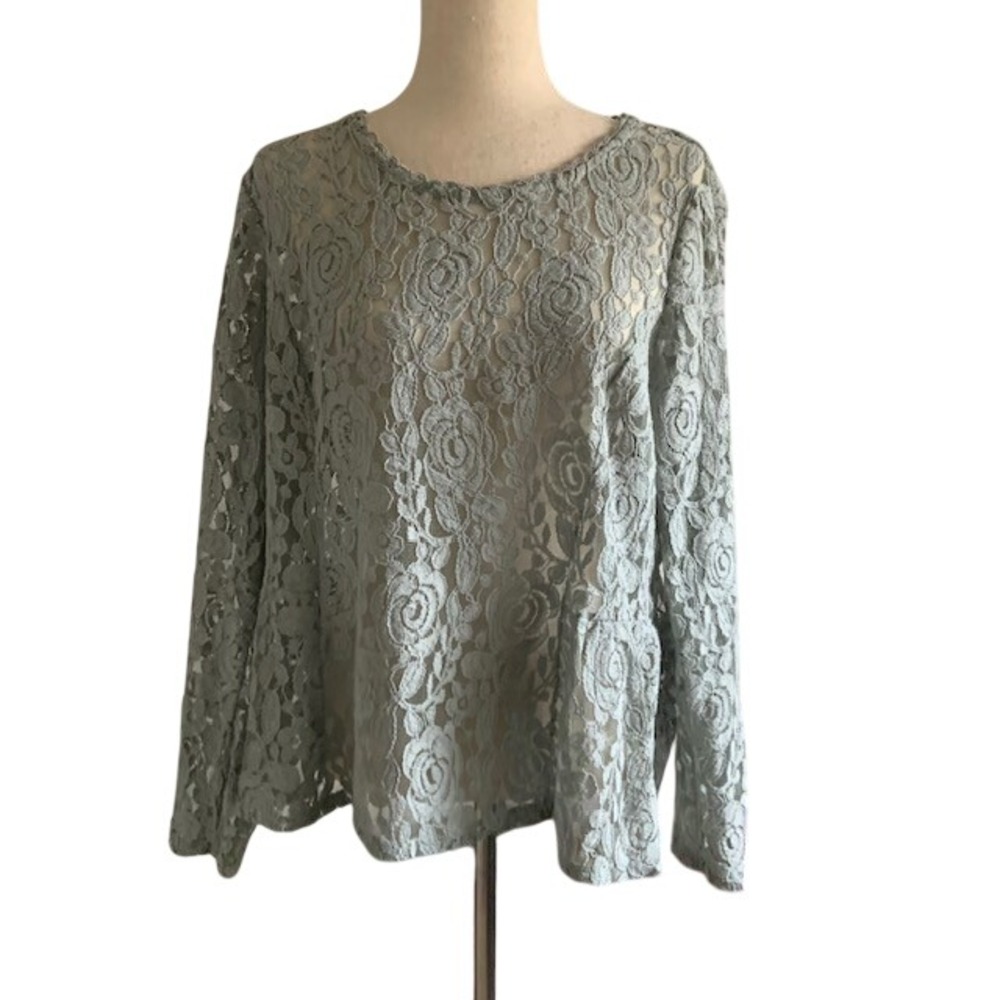 LC Runway Lauren Conrad Sage Lace Top XL Limited Edition Romantic Cottagecore